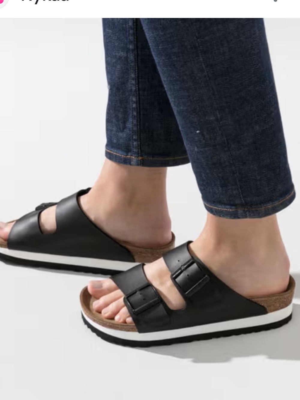 Papillio Birkenstock Black Double-Buckle Slide leather Sandals size 7